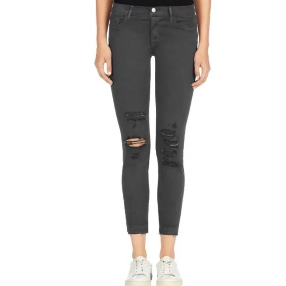 J Brand Demented Grey Distressed Stretch Jeans - Picture 1 of 6